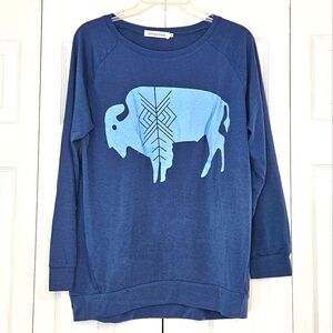 Misslook Blue Buffalo Graphic Women's Sweater NWOT